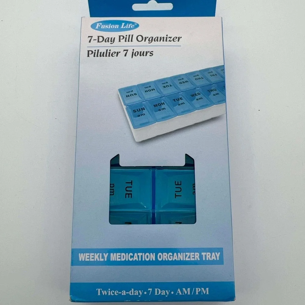 Fusion Life 7 Day Pill Organizer Weekly Medication Tray AM PM - NEW IN BOX
